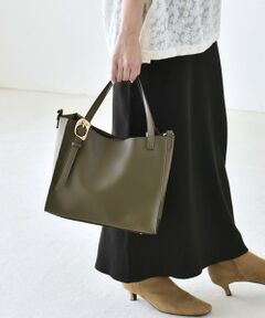 SHIPS / シップス トートバッグ | 《予約》ポーチ付き ニュアンス バックル 2way スクエア トート バッグ