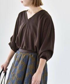SHIPS / シップス カットソー | 《予約》〈洗濯機可能〉シアー ダンボール ボタン Vネック ルーズ プルオーバー