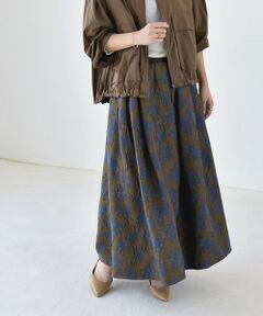 SHIPS / シップス ロング・マキシ丈スカート | 《予約》〈洗濯機可能〉フラワー ジャカード タック フレア スカート