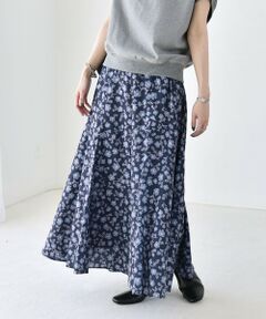 SHIPS / シップス ロング・マキシ丈スカート | 《予約》〈洗濯機可能〉フラワー プリント ギャザー フレア イージー スカート