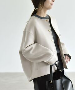 SHIPS / シップス ブルゾン | 《予約》〈手洗い可能〉ダンボール ノーカラー コクーン ジャケット ブルゾン