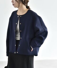 SHIPS / シップス ブルゾン | 《予約》〈手洗い可能〉ダンボール ノーカラー コクーン ジャケット ブルゾン