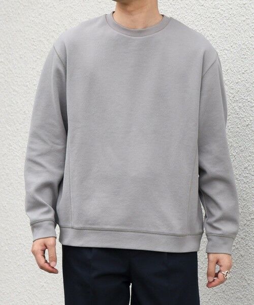 SHIPS / シップス カットソー | 〈洗濯機可能〉カルゼ ダブルフェイス クルーネック カットソー◆（チャコールグレー）