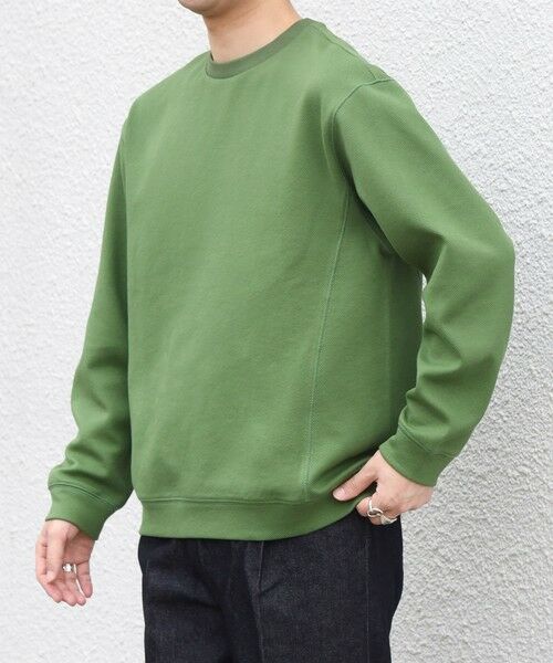 SHIPS / シップス カットソー | 〈洗濯機可能〉カルゼ ダブルフェイス クルーネック カットソー◆（グリーン）