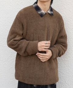 SHIPS / シップス ニット・セーター | 〈手洗い可能〉畔編み リラックス クルーネック ニット◆