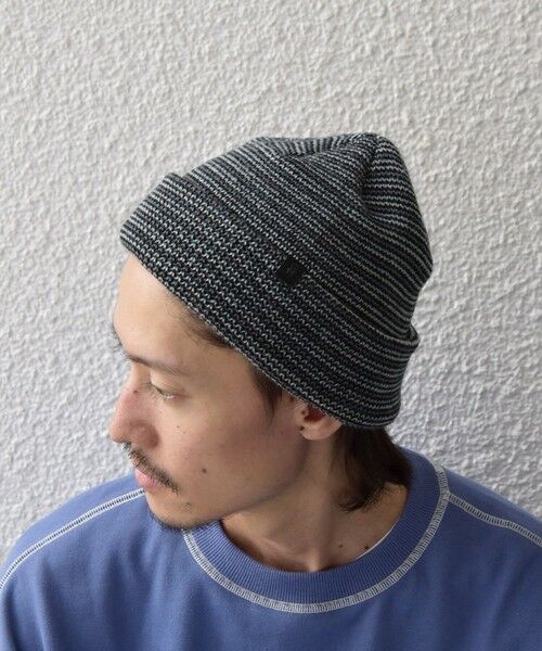 SHIPS / シップス ニットキャップ | マルチ ボーダー ワンポイント ピスネーム ワッチキャップ◆（グレー）