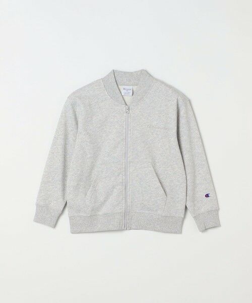 SHIPS / シップス スウェット | Champion: ワンポイント ロゴ 刺繍 ジップ スウェット シャツ<KIDS>（ライトグレー）