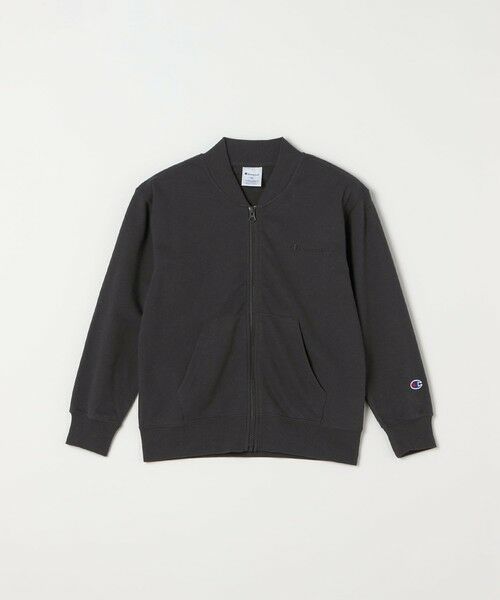 SHIPS / シップス スウェット | Champion: ワンポイント ロゴ 刺繍 ジップ スウェット シャツ<KIDS>（ブラック）