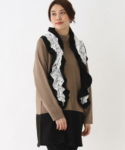 レースストール付き配色チュニック裏起毛ワンピース ミニ丈 ひざ丈ワンピース Shoo La Rue シューラルー ファッション通販 タカシマヤファッションスクエア