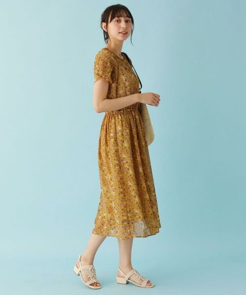 セール M L 花柄シフォンワンピース ミニ丈 ひざ丈ワンピース Shoo La Rue シューラルー ファッション通販 タカシマヤファッションスクエア