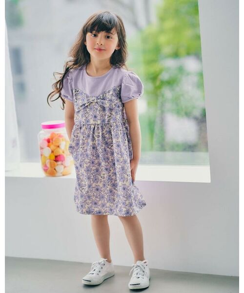90 150cm フラワービスチェ切替ドッキングワンピース ミニ丈 ひざ丈ワンピース Shoo La Rue シューラルー ファッション通販 タカシマヤファッションスクエア