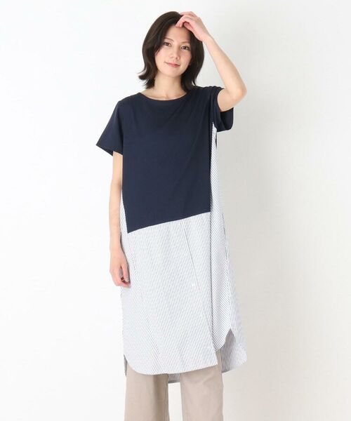 異素材切替重ね着風ワンピース ミニ丈 ひざ丈ワンピース Shoo La Rue シューラルー ファッション通販 タカシマヤファッションスクエア