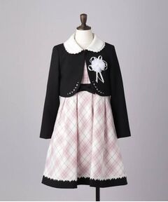 【110-130cm/3点セット/セレモニー/入卒】チェックワンピース