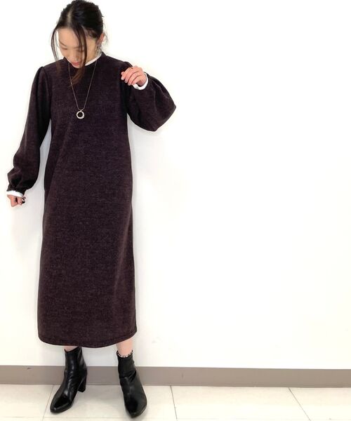 セール 起毛ツイ ドお袖ボリュームワンピース ロング マキシ丈ワンピース Shoo La Rue シューラルー ファッション通販 タカシマヤファッションスクエア