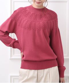 ◆【洗える/セットアップ可】優しさあふれる　もちもち求心編みニット