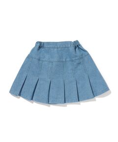 【110-140cm】インパン付きデニムプリーツスカート