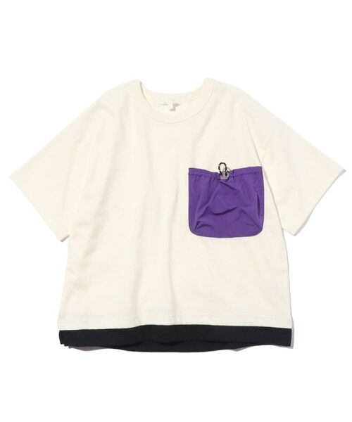 SHOO・LA・RUE / シューラルー Tシャツ | 【110-140cm】裾レイヤード異素材ポケットTシャツ | 詳細1