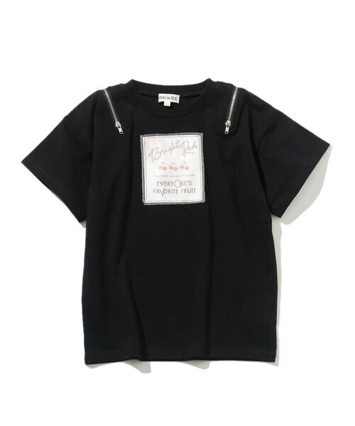SHOO・LA・RUE / シューラルー Tシャツ | 【110-140cm】肩ジップ使いスクエアプリントTシャツ | 詳細1