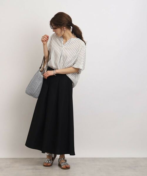 SHOO・LA・RUE / シューラルー ロング・マキシ丈スカート | 【きれいな裾の広がりで綺麗シルエット】ポプリンタックスカート | 詳細1