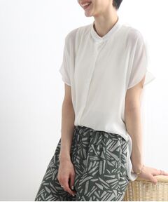 ◆【ヘルシーなシアー感】前開きバンドカラーシャツ