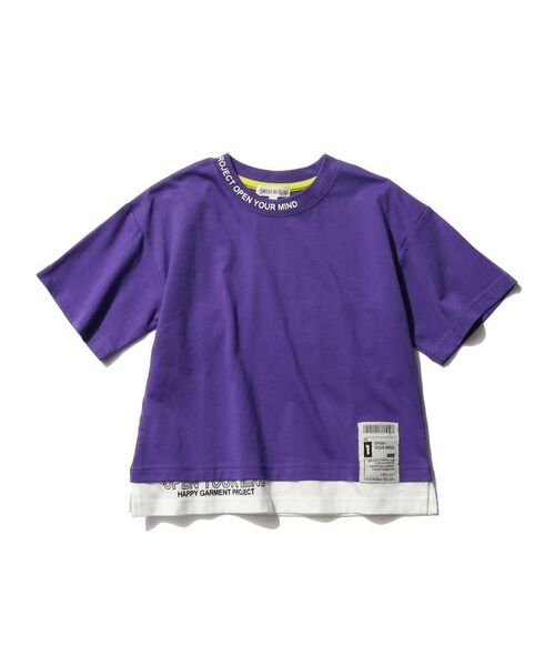 SHOO・LA・RUE / シューラルー Tシャツ | 【110-140cm】裾レイヤード衿ロゴ半袖Tシャツ | 詳細1