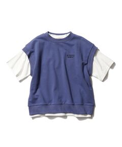 【110-140cm/2点セット】五分袖Tシャツ+ミニ裏毛ベストセット