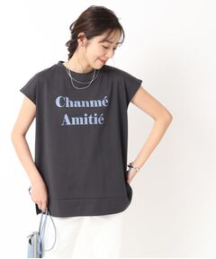 大人の抜け感 フレンチスリーブ ゆるロゴTシャツ