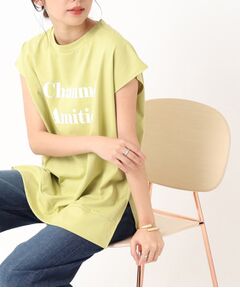 大人の抜け感 フレンチスリーブ ゆるロゴTシャツ