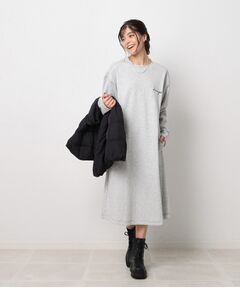 あったか裏起毛 配色ステッチワンピース【SHOO WARM】