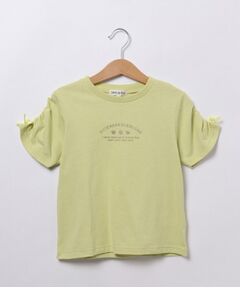 【110-140cm】ギャザー袖ラメプリントTシャツ
