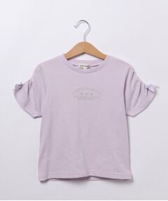 【110-140cm】ギャザー袖ラメプリントTシャツ