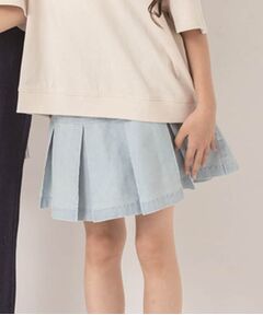 【110-140cm】インパン付きプリーツデニムスカート