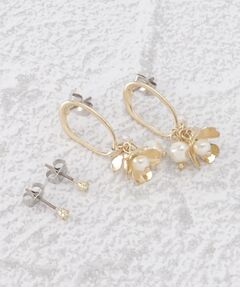 【4点セット】メタルフラワーピアス