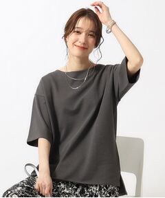 【洗える】大人が一枚で着こなしやすい さらっとコットン五分袖Tシャツ