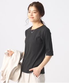 一枚でもレイヤードでも お袖ロールアップ5分袖Tシャツ