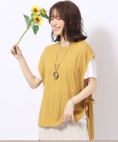 【2点セット】大人の抜け感 透かし編みベスト+インナーTシャツ