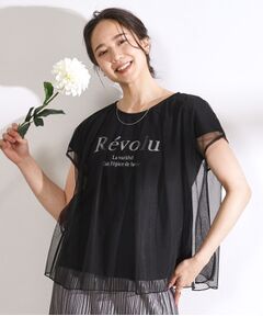 チュールレイヤード ロゴプリントTシャツ