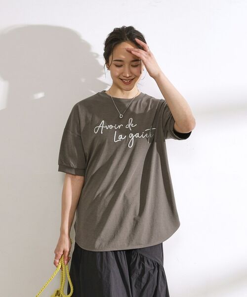 SHOO・LA・RUE / シューラルー Tシャツ | 【洗える/ひんやり/UV】 大人のための ぷっくりラメロゴTシャツ | 詳細1