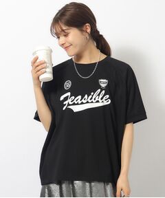 旬コーデに メッシュ切り替え ゆるTシャツ