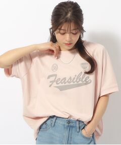 旬コーデに メッシュ切り替え ゆるTシャツ