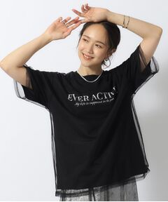 【洗える】一枚で旬コーデがつくれる チュールドッキングTシャツ