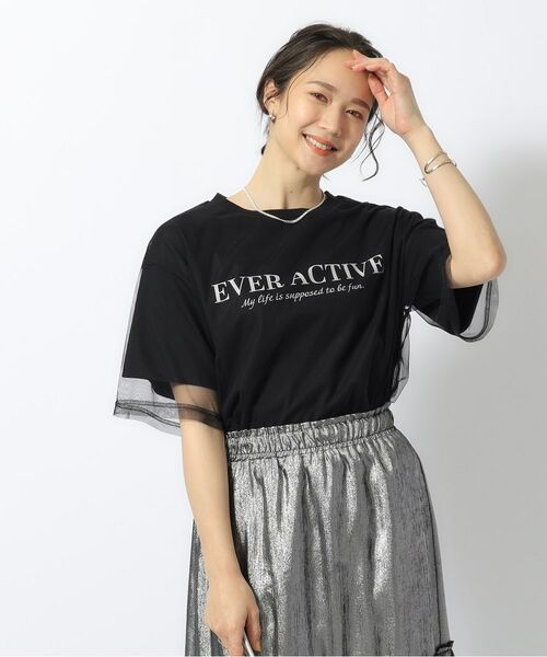 SHOO・LA・RUE / シューラルー カットソー | 【洗える】一枚で旬コーデがつくれる チュールドッキングTシャツ | 詳細5