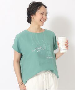 1枚でサマ見え シフォンレイヤード 転写プリントTシャツ