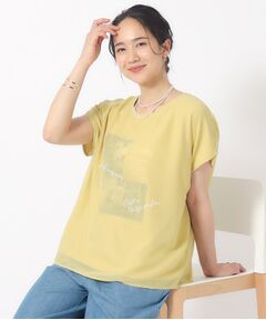 1枚でサマ見え シフォンレイヤード 転写プリントTシャツ