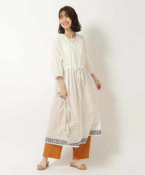 SHOO・LA・RUE / シューラルー ロング・マキシ丈ワンピース | さらりと着こなす インド綿 裾刺繍ワンピース | 詳細6