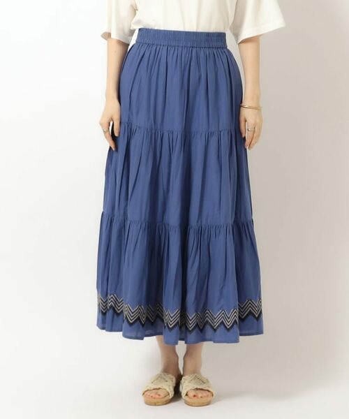 SHOO・LA・RUE / シューラルー ロング・マキシ丈スカート | ふわっと揺れる インド綿 ティアード刺繍スカート | 詳細17