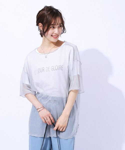 SHOO・LA・RUE / シューラルー その他トップス | 【2点セット】ラメシアーTOPS × ロゴTシャツ | 詳細1