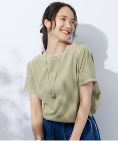 配色ステッチでこなれ見え ドルマンスリーブゆるTシャツ