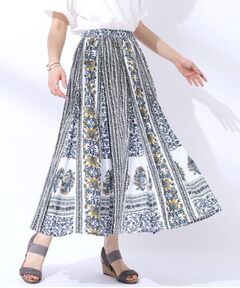 SHOO・LA・RUE / シューラルー ロング・マキシ丈スカート | 【洗える/インド綿100％】ふんわり軽やか 花柄プリントギャザースカート