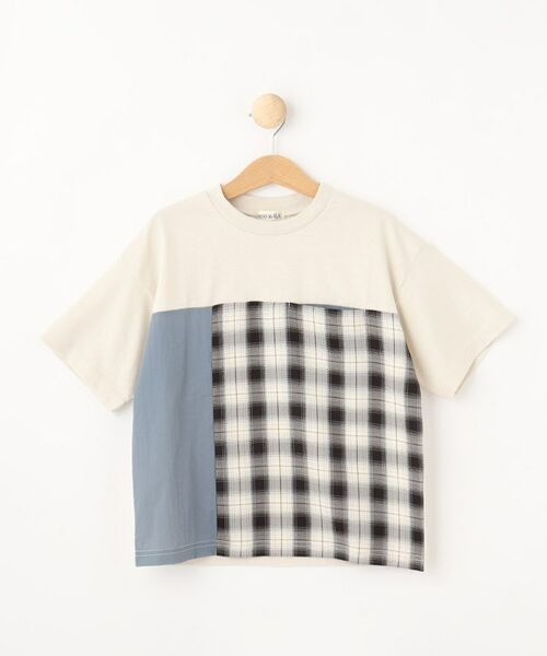 SHOO・LA・RUE / シューラルー Tシャツ | 【110-140cm】チェック切替え配色Tシャツ | 詳細1
